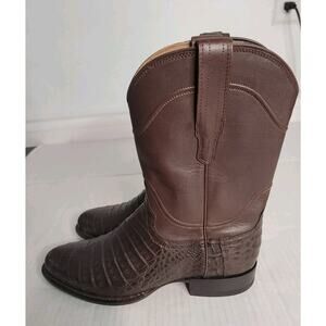 Tecovas The Cole Exotic Caiman Roper Boots Mahogany Brown Mens 9.5D